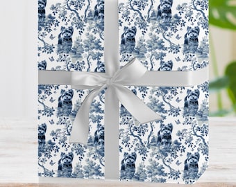 Yorkshire Terrier Wrapping Paper, Yorkie Christmas Dog Gift Wrap, Yorkie Mom Holiday Paper, Dog Lover Wrap Roll