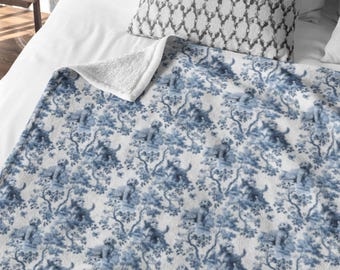 Cavapoo Decke Neuer Hund Mama Blau Toile Baby Geschenk von Papa Sherpa Haustier-Decke Neugeborenen Dusche Geschenk Weihnachten Französisch Land Dekor Housewarming