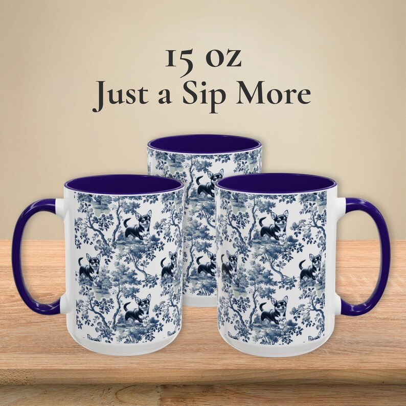 Toile Chihuahua Mug Floral Dog Coffee Cup Chihuahua Mom Gift French Country Dog Lover Tea Cup Chihuahua Drinkware for New Dog Owner Mama image 8