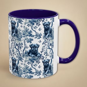 Brussels Griffon Mug New Dog Mom Gift Blue Toile Dog Coffee Cup Chinoiserie Style French Country Pet Lover Housewarming Kitchen Decor