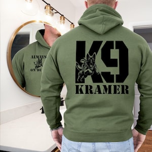 K9 Hoodie Personalized Malinois Dog Training Gift, Custom K9 Handler Police Dog Unit Shirt, Military Dog Shirt, Law Enforcement Gift for men