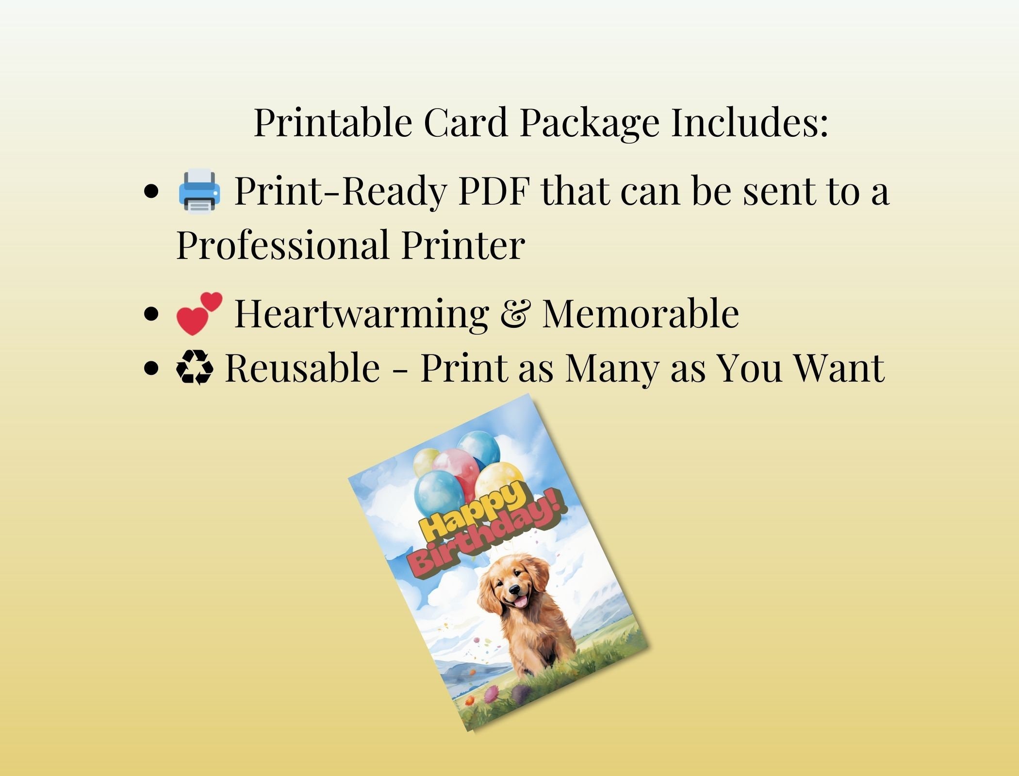 Golden Retriever Printable Birthday Card Cute 5 X 7 Foldable - Etsy
