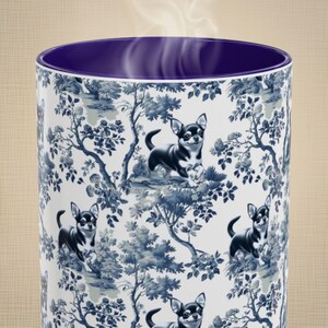 Toile Chihuahua Mug Floral Dog Coffee Cup Chihuahua Mom Gift French Country Dog Lover Tea Cup Chihuahua Drinkware for New Dog Owner Mama image 3