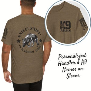 Personalized K9 GSD T Shirt Custom Police Dog Handler Gift K9 Unit Tshirt for Trainer or Officer German Shepherd Malinois Thin Blue Line tee