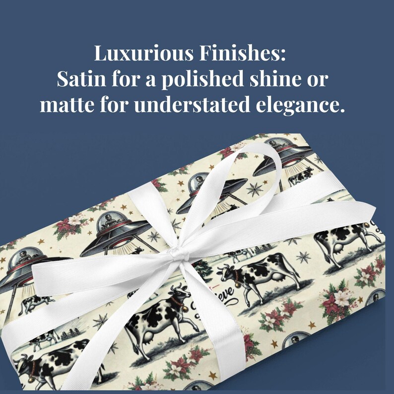 UFO Wrapping Christmas Paper Cow Gift Wrap Christmas Holiday Paper UFO immagine 4