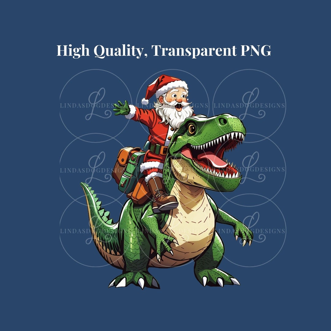 Santa Riding T-rex Dinosaur Clipart Png for Boys, Dinosaur Clipart Png ...