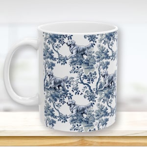 Golden Retriever Mug Toile Coffee Cup Golden Retriever Mom Gift French Country Blue and White Mug Golden Retriever Dad Chinoiserie Tea Cup