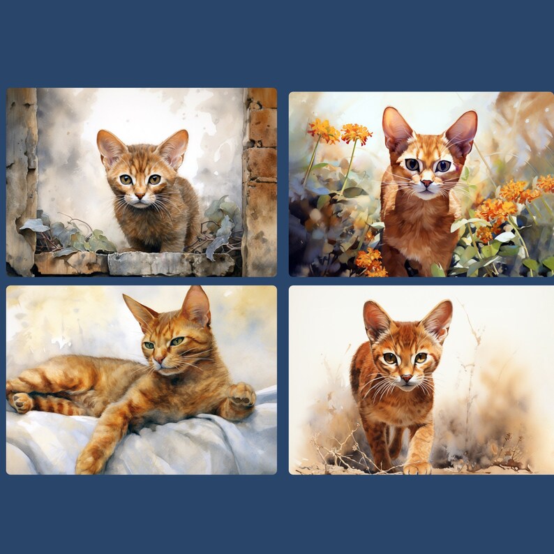 Abyssinian Cat Watercolor 2024 Calendar, 2024 Wall Calendar, 20242025