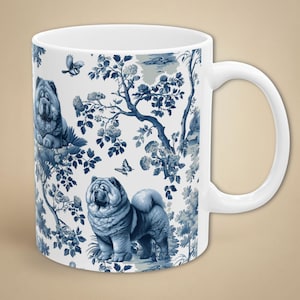 Chow Chow Mug Coffee Cup Gift from Dog for Mom Gift, French Country Toile Cottagecore New Puppy Tea Mug Housewarming Gift from Dog for her