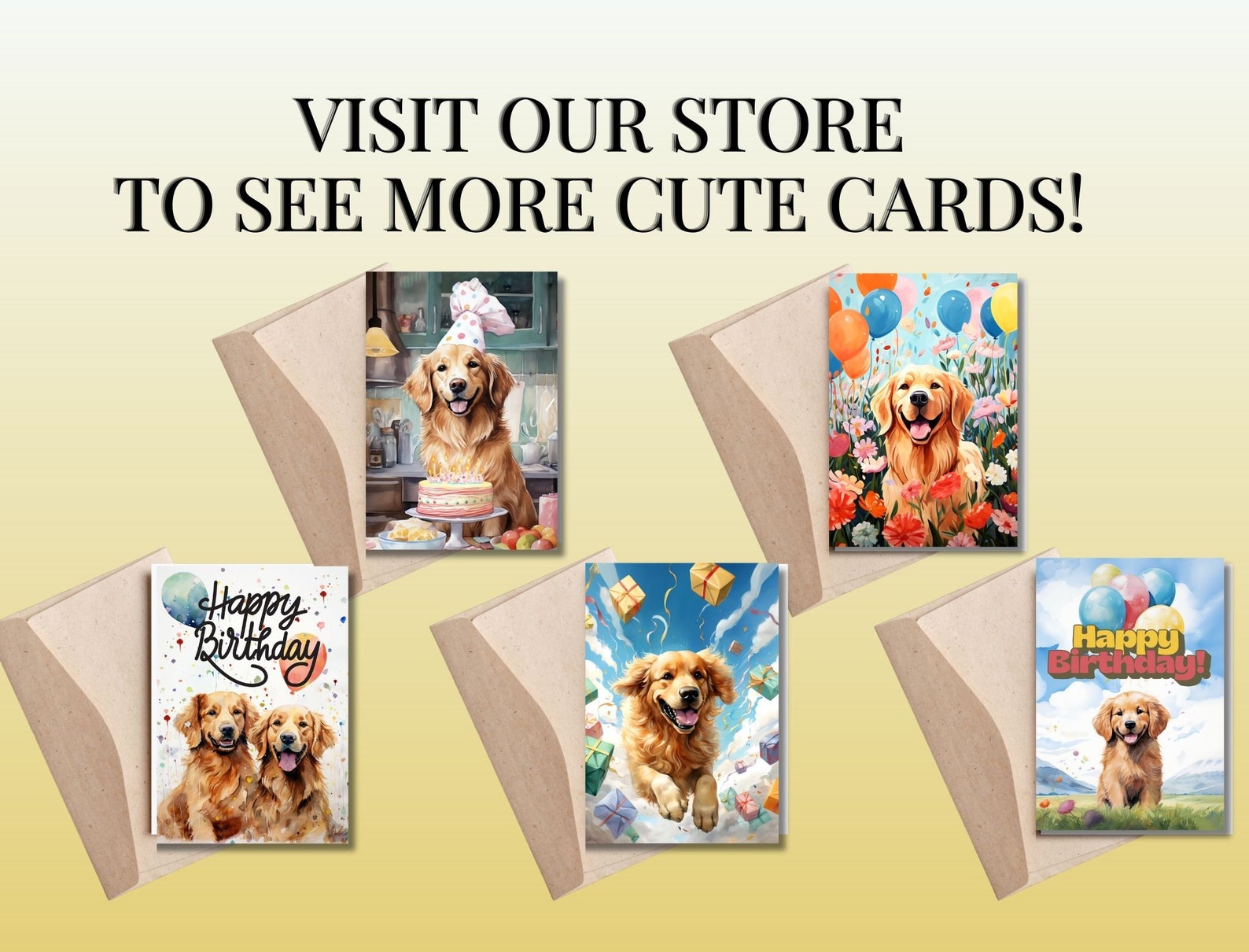 Golden Retriever Printable Birthday Card, Cute 5 X 7 Foldable Pet ...