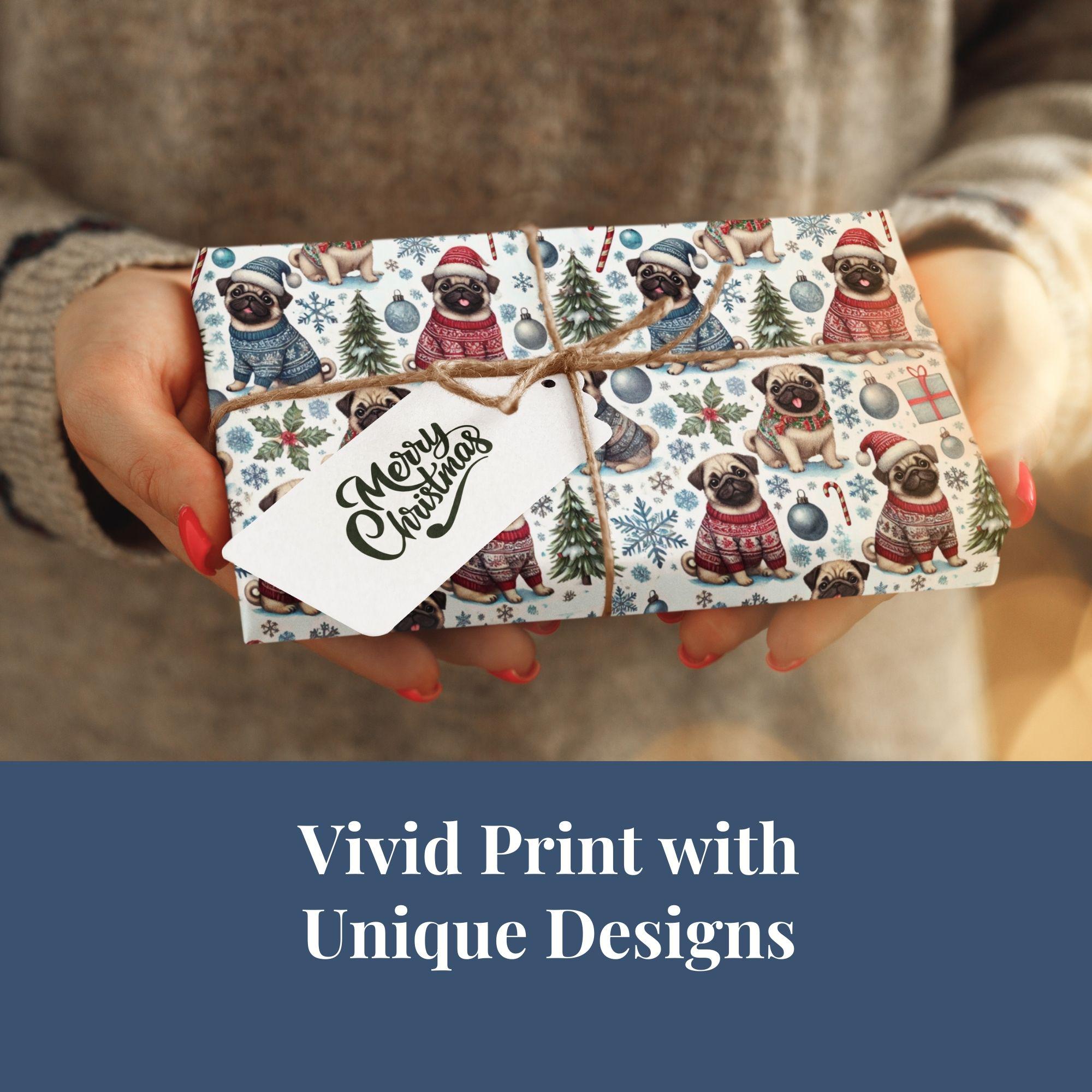 Pug Wrapping Paper Christmas Holiday Gift Wrap - Etsy