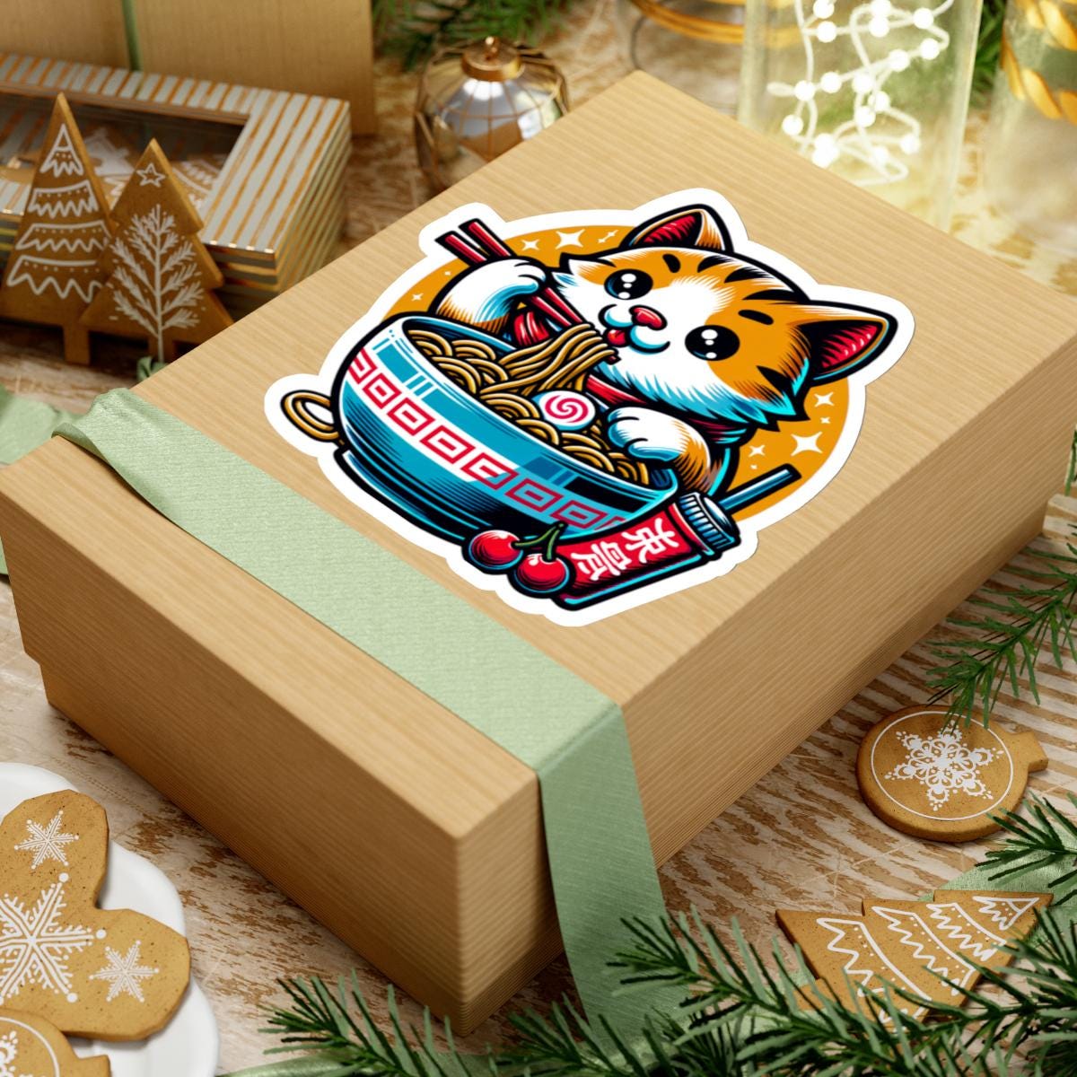 Sticker Cat Eating Ramen Sticker - Etsy
