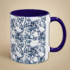 Golden Retriever Mug Toile Coffee Cup Golden Retriever Mom Gift French Country Blue and White Mug Golden Retriever Dad Chinoiserie Tea Cup