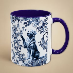Golden Retriever Mug Toile Coffee Cup Golden Retriever Mom Gift French Country Blue and White Mug Golden Retriever Dad Chinoiserie Tea Cup