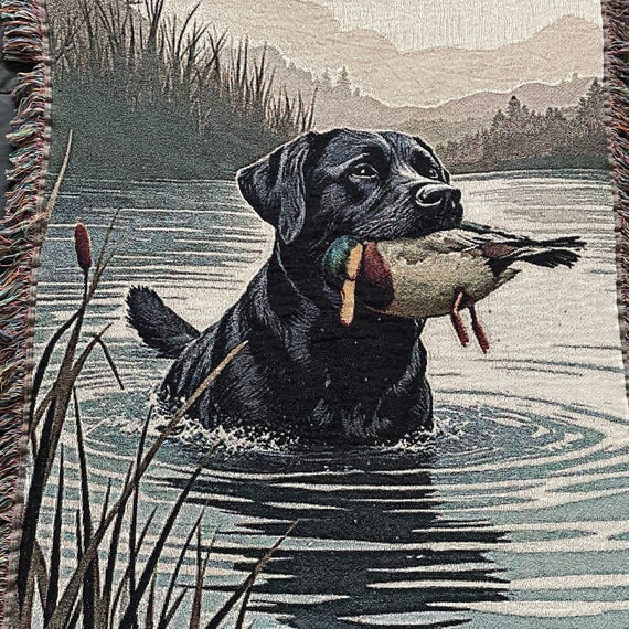 Labrador Retriever Woven Blanket Gift for Black Lab Duck Hunting