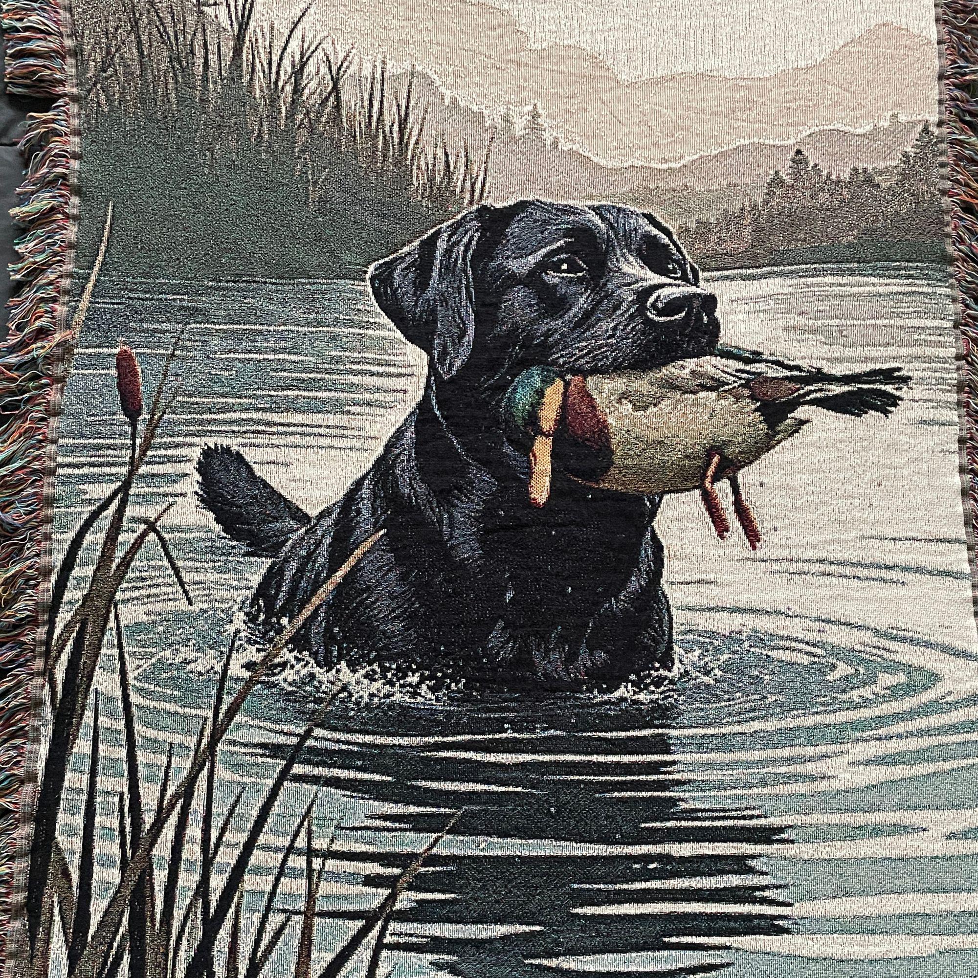 Labrador Retriever Woven Blanket Gift for Black Lab Duck Hunting