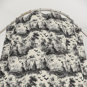 Spooky Witch Toile Retro Halloween Gothic Bat Shower Curtain, Dark Academia Halloween Bath Decor, Gift for Spooky Aesthetic Lovers