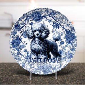 Poodle Personalized Plate for Dog Mom Keepsake Custom Name Sympathy Dish Memorial or Housewarming Toile Wedding Gift From Dog Decor