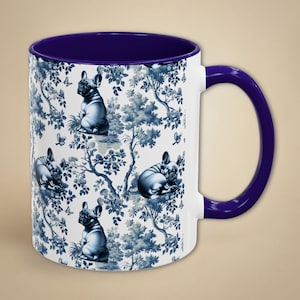 French Bulldog Mug Blue and White Toile Mug Frenchie Mom Coffee Cup Dog Lover Gift Retro Inspired Drinkware Elegant French Style Cup