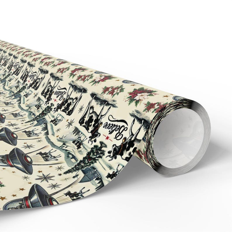 UFO Wrapping Christmas Paper Cow Gift Wrap Christmas Holiday Paper UFO immagine 9