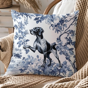 German Shorthaired Pointer Throw Pillow Cover French Toile GSP Dog Cushion Cover Custom Decorative Pillow New Puppy Gift French Home Decor