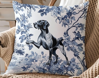 German Shorthaired Pointer Throw Pillow Cover French Toile GSP Dog Cushion Cover Custom Decorative Pillow New Puppy Gift French Home Decor