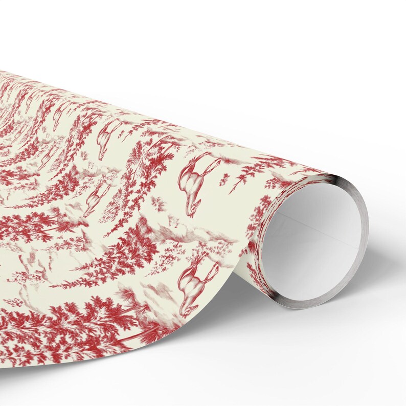 Horse Wrapping Paper, Red Toile Merry Christmas Gift Wrap, Equestrian Holiday Roll, Horse Lover Present Paper Bild 9