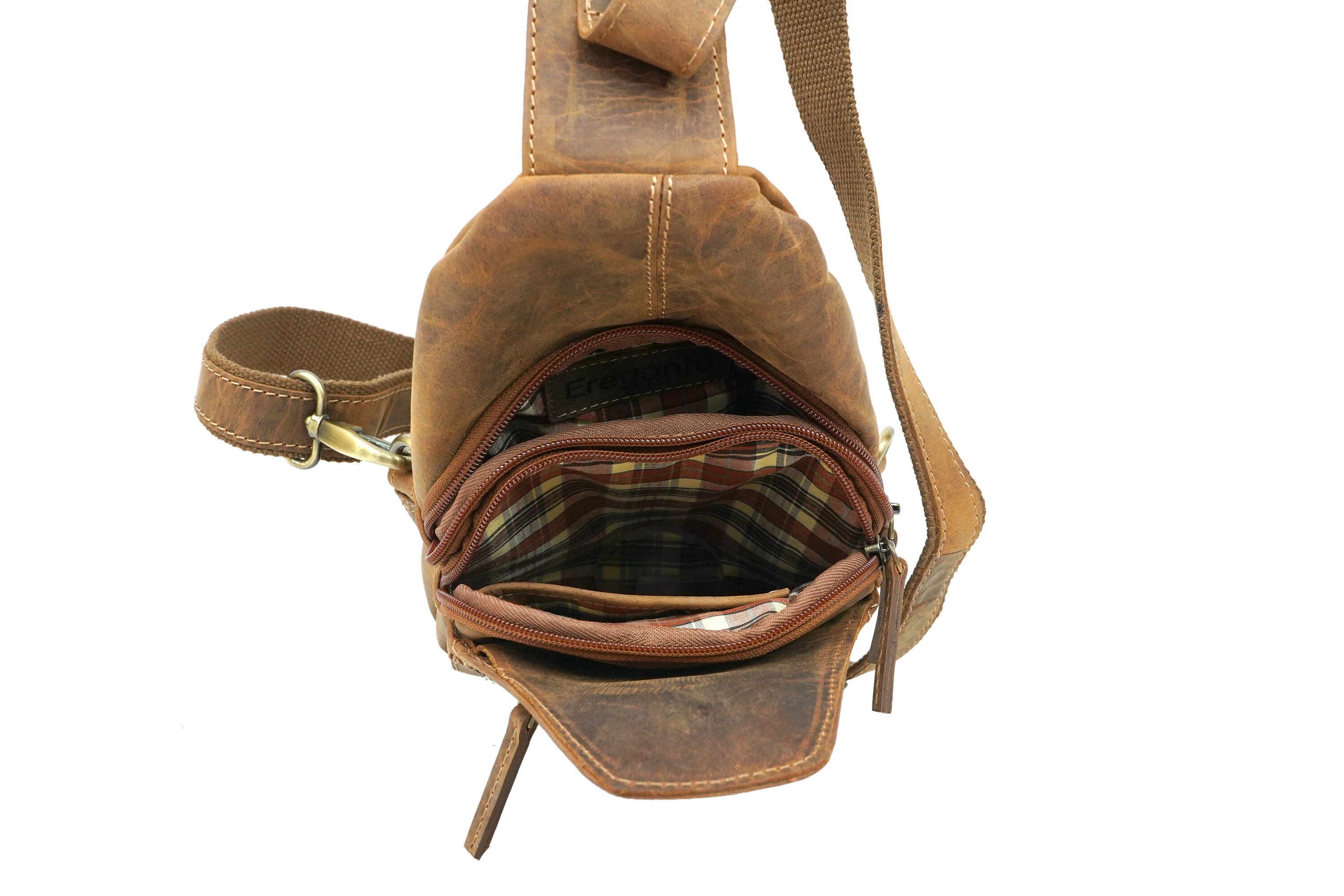 1329 Leather Sling Bag Hiking Sling Backpacks Retro Handmade Crossbody Handmade Full-grain Leather Sling Bag: Retro Crossbody  main image 2