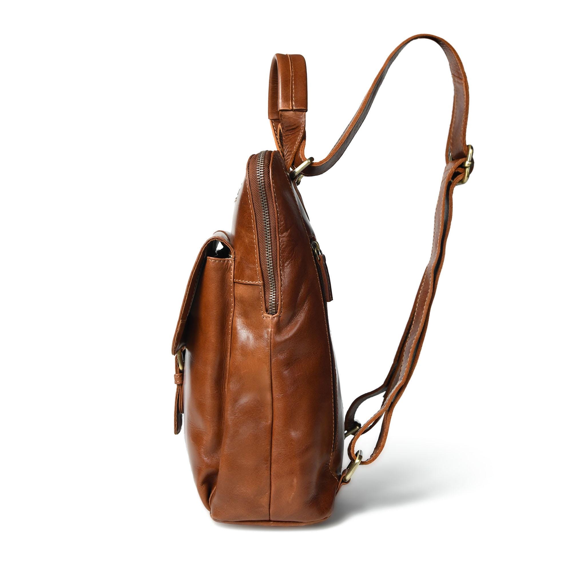 Full Grain Leather Convertible Backpack: 13 display picture 1