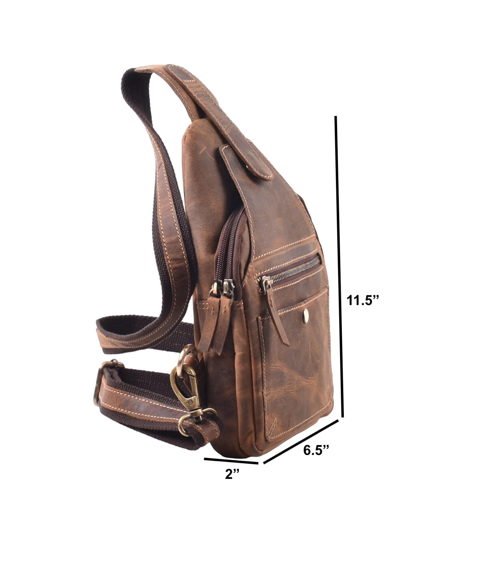 Genuine Leather Sling Backpack Crossbody Bag Retro Vintage Travel Hiking Handmade Full-grain Leather Sling Bag: Retro Crossbody  main image 2