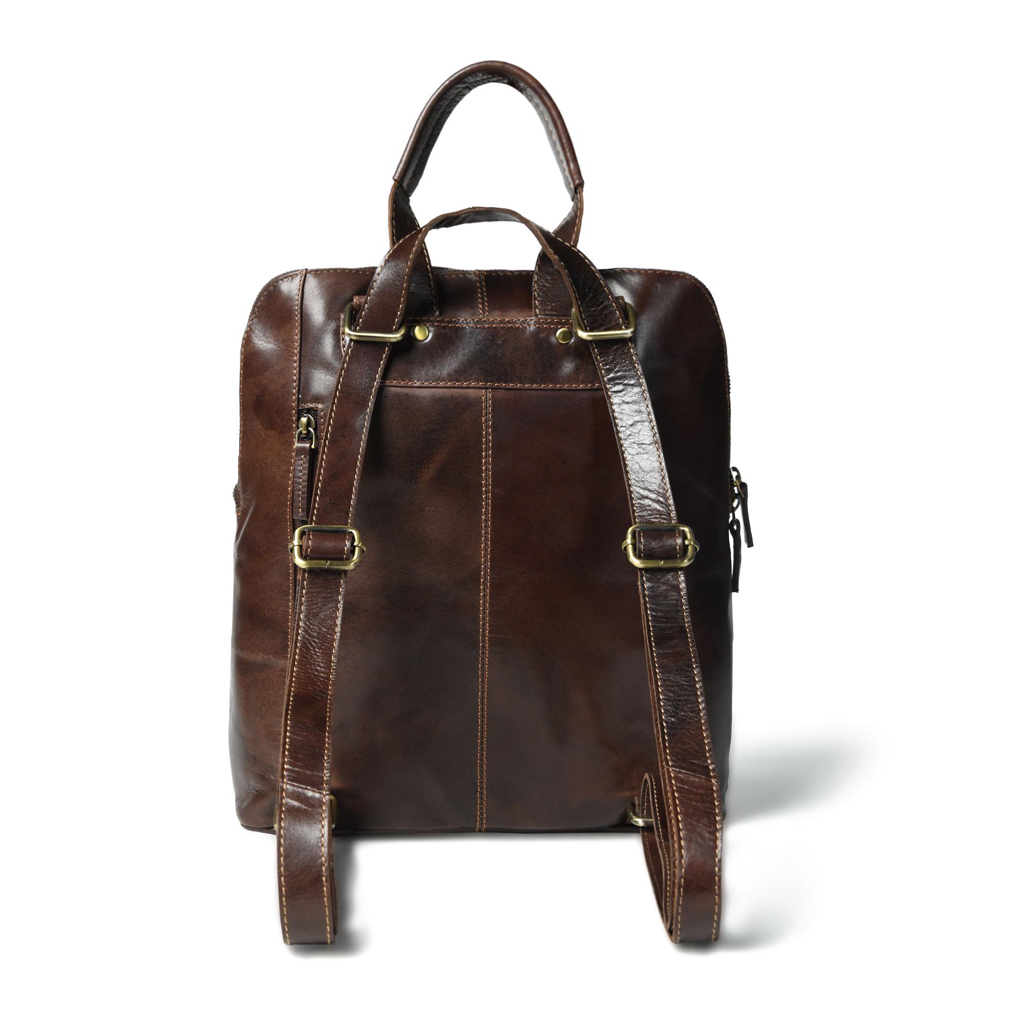 Full Grain Leather Convertible Backpack Shoulder Bag 13\