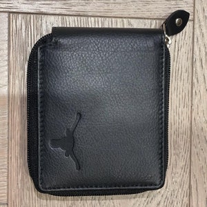 Genuine Leather Wallet With Zipper Around RFID Secure 6-8 Cards, Coin Pocket, 2 Note Slots - Hand Made