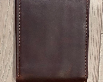 Bifold Mens Brown Genuine Leather Wallet 8 to 10 Card Slots, 2 Currency Pockets, 2 Slip Pockets, Photo Id, With a Detachable Flap - Handmade