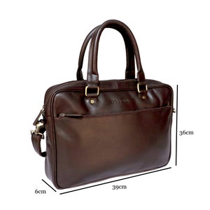 Porte-documents/sac messager pour ordinateur portable 14 pouces, cuir de vachette véritable, section rembourrée +, bandoulière, sac de travail/uni