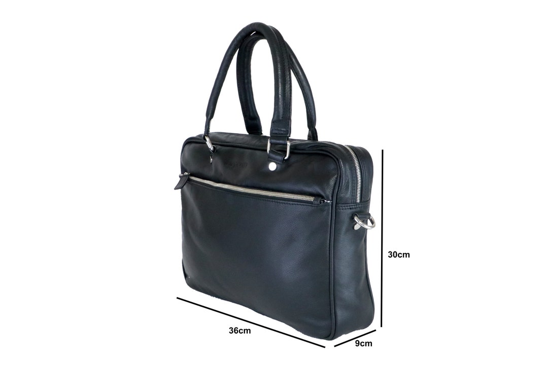 Full Grain Leather Laptop Carrying Bag Padded Work Briefcase 14 Laptop