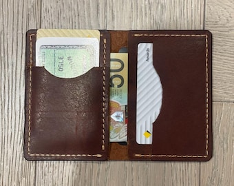 Leather Wallet, Card Holder, Full-Grain Leather, Slim/Sturdy, Can Hold Up-To 5-6 Cards, Notes - Handmade