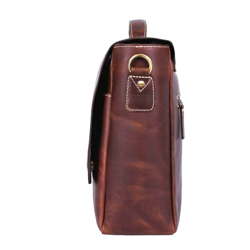 Genuine Full Grain Buffalo Leather Briefcase/Messenger Bag, 15.5