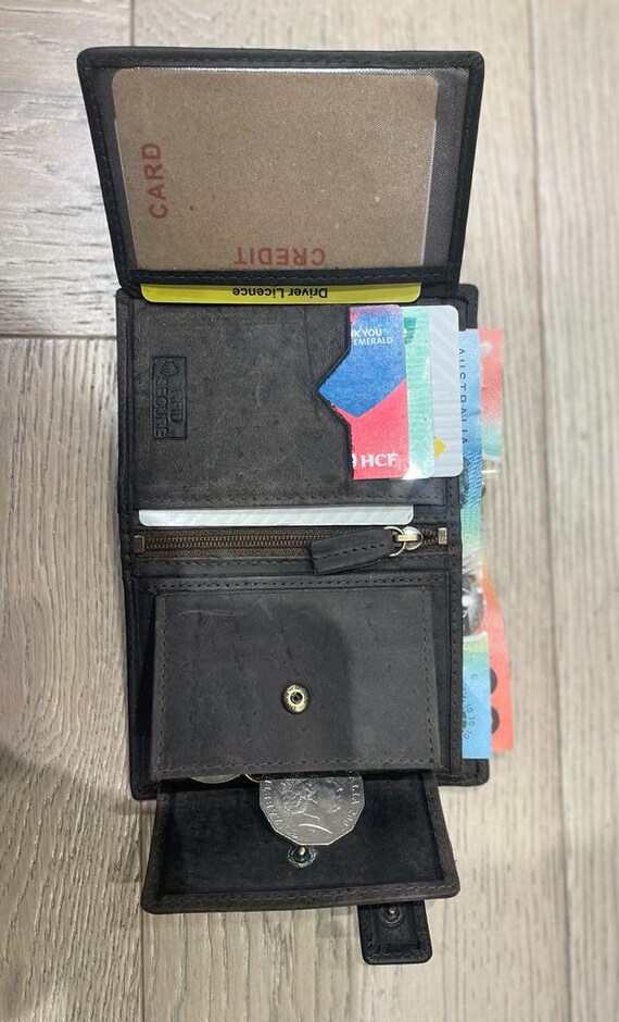 Trifold Wallet With Snap Button- Made of Genuine Leather