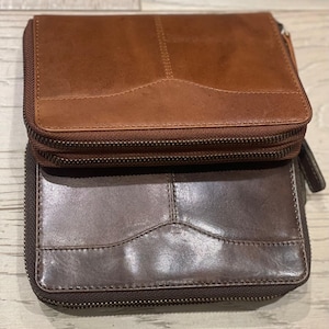 Women Big Wallet Double Zipper Around Up-To 15 + Cards, Full- Grain Genuine Leather, RFID, With Note & Zipper Coin Compartments,YKK Zippers
