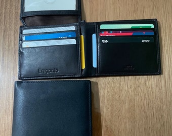 Genuine Soft Leather Men's Flip Wallet #1036, Upto 14 Cards Slots, 2 Notes Compartments, 1 Photo Id, RFID Secure, Gift Box Packaging