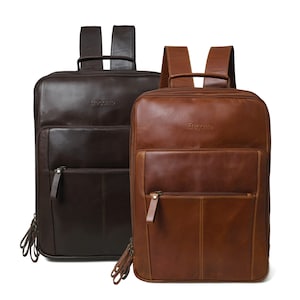 "Lederrucksack für 15"" gepolsterter Laptop-Bereich ""Danish Design"" Rucksack für Männer / Frauen, für Arbeit, Reisen, Uni, mehrere Fächer."