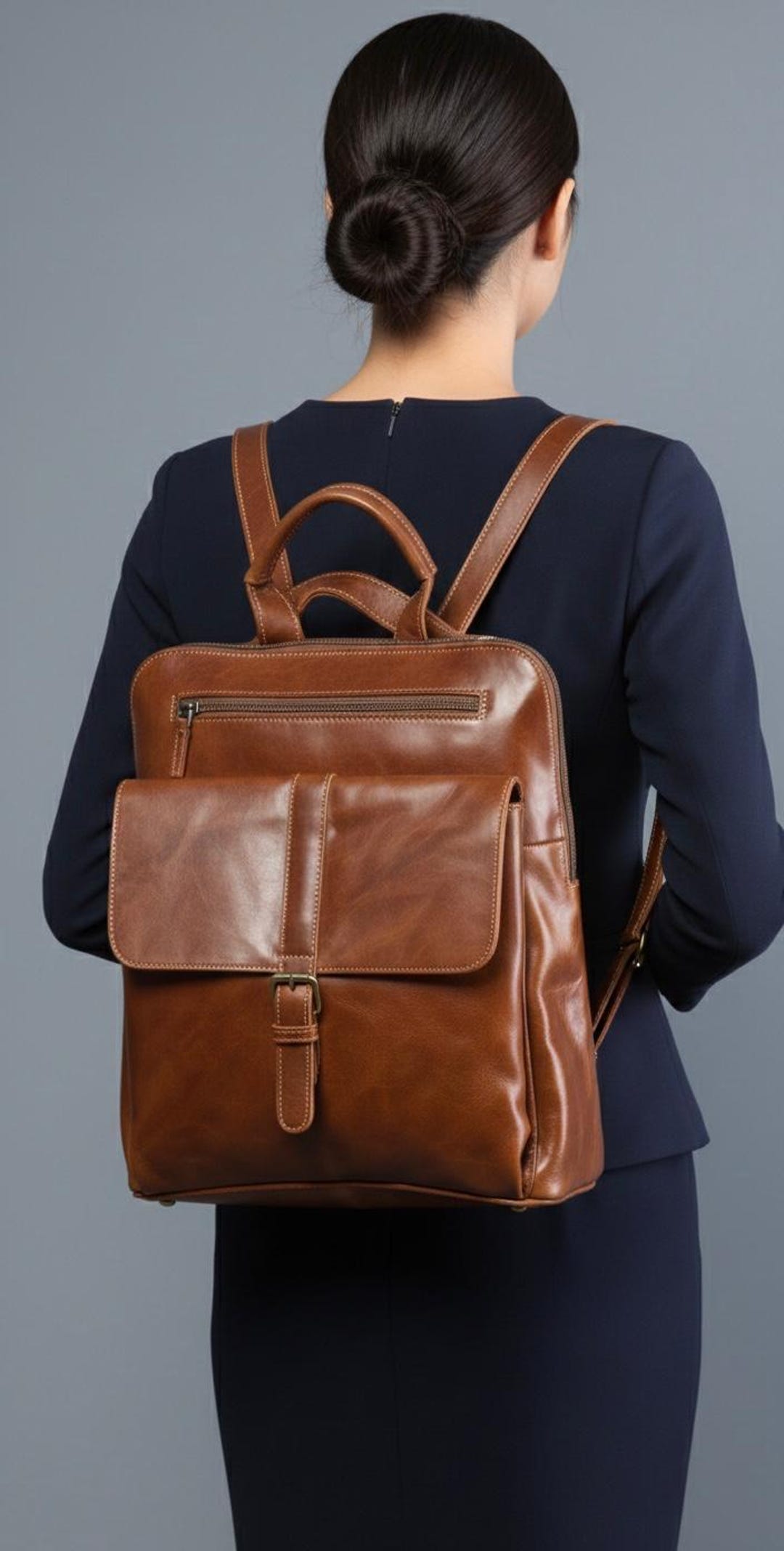 Full Grain Leather Convertible Backpack: 13