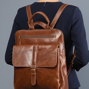 Full Grain Leather Convertible Backpack: 13" Laptop Bag, Travel Work Bag