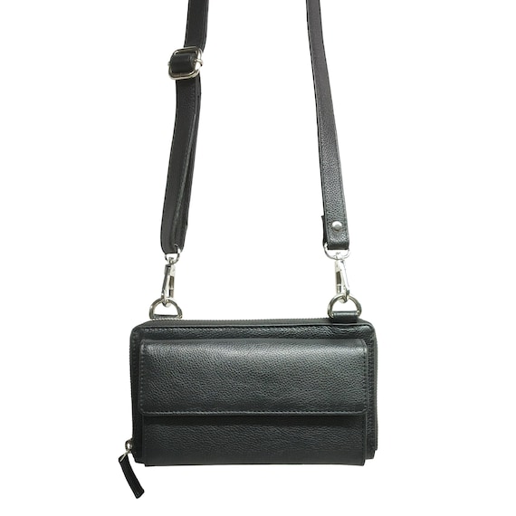Bolso Bandolera De Piel Auténtica Con Cartera Y Protección RFID - Hecho A Mano, 12 Compartimentos, Ideal Para Mujer