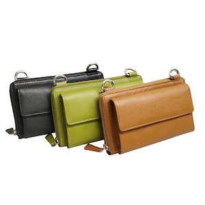 Handy / Zwei Passport Brieftasche, Schlüssel, Kreditkarten & echtes weiches Leder Cross Body Alltag mit 8 Kreditkarten Münzen handgefertigt