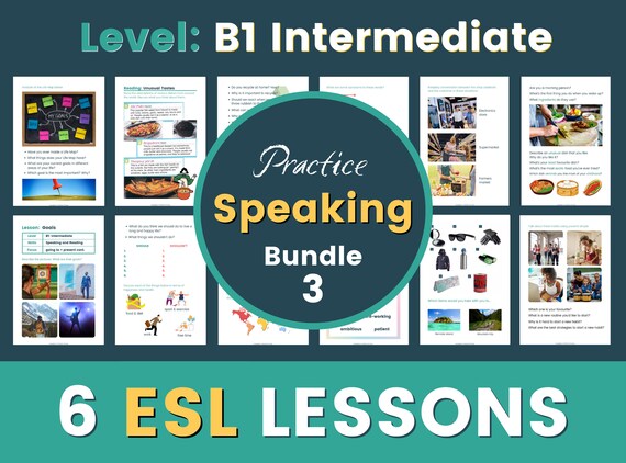 6 ESL LESSONS | B1 Intermediate Level Bundle 3 | Speaking & Conversations | Perfect For Online and In-Class Lessons | Teaching English