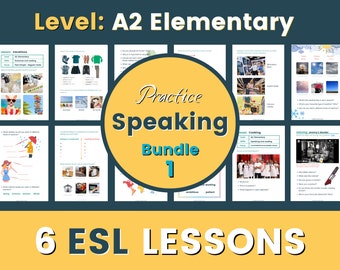 6 LECCIONES DE ESL / Paquete de nivel elemental A2 1 / HABLA DE ESL / Perfecto para lecciones en línea y en clase / Recursos de enseñanza