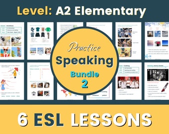 6 LECCIONES de ESL / Paquete de nivel elemental A2 2 / ESL Speaking / Perfecto para lecciones en línea y en clase / Recursos de enseñanza