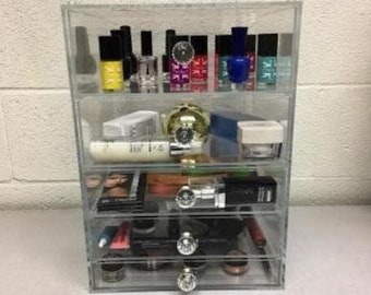 Makeup Case Organizer Acrylic Vanity Organizer 5 Shelves