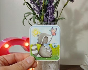 Sticker raton laveur / Stickers mignons / Stickers amusants / Stickers / Cadeaux / Carnet de notes / Ordinateur portable / Carnet de notes / Raton laveur